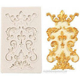 Mini Baroque Curlicues Vintage Scroll sculpted 3d Retro Palace Lace Fondant Silicone Mold for Sugarcraft Cake Border Decoration Cupcake Topper Jewelry Polymer Clay Crafting Projects