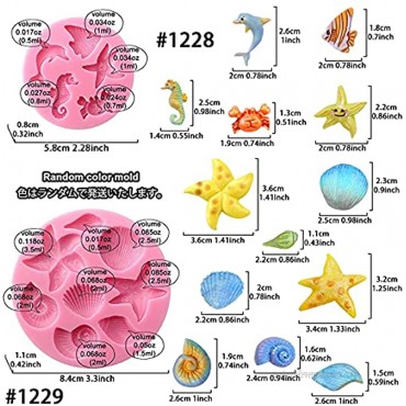 Mini Sea Creatures Summer Beach Candy Silicone Mold for Sugarcraft Cake Decoration Fondant Cupcake Topper UV Resin Epoxy Jewelry Casting Polymer Clay Crafting Projects 27-cavity Pack of 5