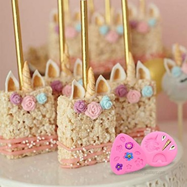 Mini Unicorn Mold Horn Ears Flowers Toppers Fondant Cake Pop Cookies for Birthday Party DIY Cake Decoration Jelly Chocolate Mold Set of 3