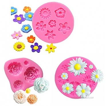 MUYIYAMEI Flower Fondant Cake Mold Set Rose Butterfly and Leaves Sunflower Flowers Silicone Molds for Chocolate Fondant Polymer Clay Soap Crafting Projects & Cake Decoration6 Pcs