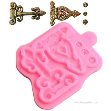 MUYULIN Silicone Fondant Molds3 Pack for Clay Vintage Lock and Key,Hinges and Screws,Belt Straps Silicone Mold for Cake Decorating,Cupcakes,Sugarcraft,Chocolate,Pastry,Polymer Clay,Epoxy ResinMJ10