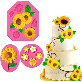 Palksky Set of 3 Sunflower Fondant Mold Sun Flower cake topper decoration Silicone mold for Chocolate Candy Sugar Craft Gum Paste Polymer Clay Crafting Projects Resin Mould