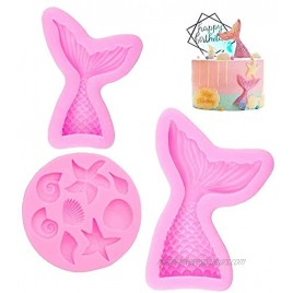 Silicone Mermaid Tail Fondant Soap Molds Seashell Sea Shell Starfish Chocolate Candy Sugarcraft Cake Decorating Polymer Clay Mold Tools