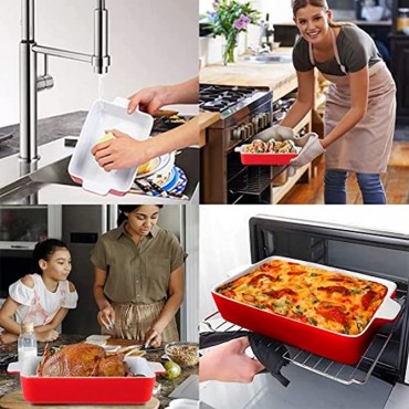 2YOU Ceramic Bakeware-Nonstick Casserole Dish Set Safe For Oven microwave Freezer Dishwasher -Set of 3 Large Medium and Small Deep Lasagna Pan -Easily Carry With Strong Handles ,Red
