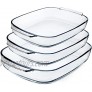 3-Piece Deep Glass Baking Dish Set Clear Glass Casserole Bakeware Set Baking Pans for Lasagna Leftovers Cooking Kitchen Freezer-to-Oven and Dishwasher