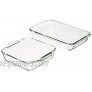 Basics Oven Safe Glass Baking Dish Set Set of 2 Rectangular 3L and Square 2L