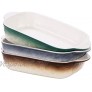 BonNoces Porcelain Baking Dish Small Rectangular Pasta Lasagna Pan Individual Casserole Bakeware with Handle for Oven Kitchen Cooking Set of 3 Assorted Colors