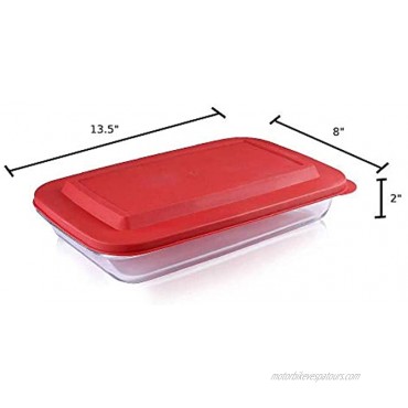 Bovado USA Rectangular Glass Bakeware 2.3 Quart with BPA-Free Lids | Superior Oblong Glass Baking Dish for Casseroles Lasagna Leftovers Cooking | Essential Kitchen Item