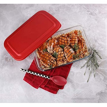 Bovado USA Rectangular Glass Bakeware 3 Quart with BPA-Free Lid | Superior Oblong Glass Baking Dish for Casseroles Lasagna Leftovers Cooking | Essential Kitchen Item
