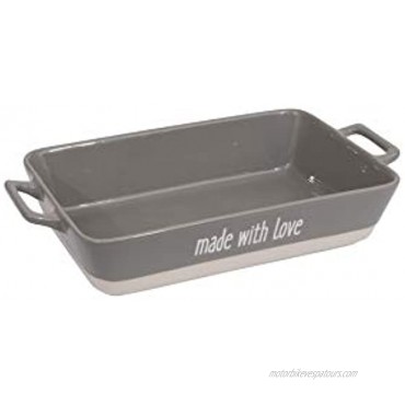 Creative Co-Op Large Made with Love Grey Rectangle Stoneware Baking Dish