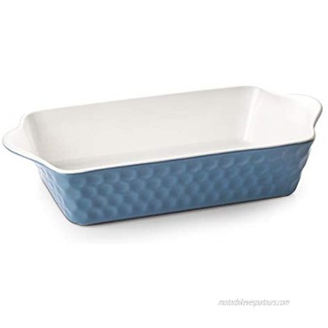 DOWAN Ceramic Bakeware Rectangular Baking Dish Roasting Lasagna Pans with Handles Deep Casserole Dish Oven Safe for Cooking Baking Cake Dinner 11 x 7 x 3 Inches Airy Blue