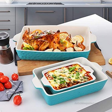 EZYCOK Ceramic Bakeware Set Rectangular Baking Dish Lasagna Pans for Cooking Kitchen Cake Dinner Banquet and Daily Use Turquoise