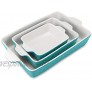 EZYCOK Ceramic Bakeware Set Rectangular Baking Dish Lasagna Pans for Cooking Kitchen Cake Dinner Banquet and Daily Use Turquoise