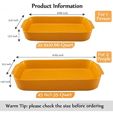 Hompiks Baking Dish Casserole Baking Dishes Set for the Oven Porcelain Bakeware Sets for Kitchen Dinner 2 Pack Yellow 10.63 x 6.3 Inch Baking Pans