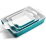 IPOW 3-Piece Ceramic Baking Dish Value Three Pack Thick Porcelain Rectangular Oven to Table Bakeware Cookware Set Casserole Dishes Lasagna Pans for Cooking & Serving Dishwasher Safe Turquoise