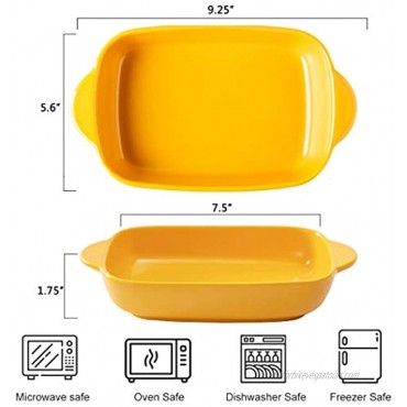 Monamour 20oz Individual Baking Dish – 7.5'' x 5.6'' Small Matte Ceramic Rectangular Bakeware Pan Set with Handles for Casserole Lasagna Chicken Vegetable Brownies Set of 3 Assorted Colors 02