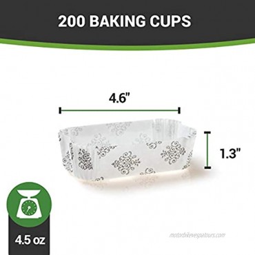 Panificio Premium 4-inch Baking Cups 4.5 oz: Large-Ridged Elliptical Paper Baking Cups Perfect for Muffins Cupcakes or Mini Snacks Vintage Floral Design Disposable and Recyclable 200-CT