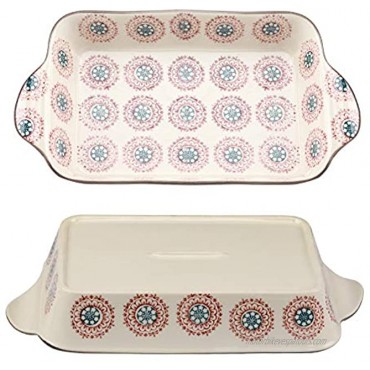 plainele Ceramic Baking Dish Lasagna Pans with Handles Large Rectangular Casserole Dish for Cooking Kitchen Cake Dinner Banquet and Daily Use white