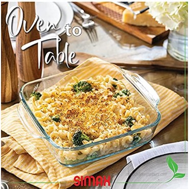 Simax Square Glass Roaster Dish: Large Square Roaster Pan For Baking And Cooking Oven and Dishwasher Safe Cookware –1.5 Quart Casserole Oven Pan