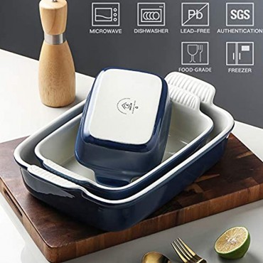 SWEEJAR Porcelain Bakeware Set for Cooking Ceramic Rectangular baking dish Lasagna Pans for Casserole Dish Cake Dinner Kitchen Banquet and Daily Use 13 x 9.8 inch Navy