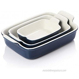 SWEEJAR Porcelain Bakeware Set for Cooking Ceramic Rectangular baking dish Lasagna Pans for Casserole Dish Cake Dinner Kitchen Banquet and Daily Use 13 x 9.8 inch Navy
