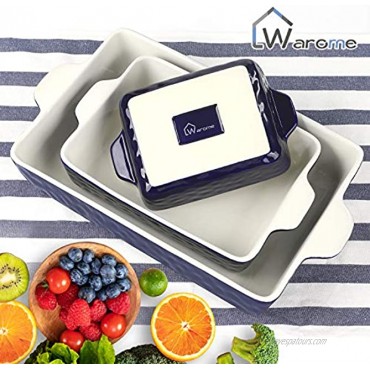 Warome Ceramic Bakeware Set 9 x13 Baking Dishes for Oven Casserole Dish Rectangular Lasagna Pans for Cooking Kitchen Cake Dinner Banquet and Daily Use，Oven-Dishwasher Safe，Nesting for Space-Saving3-Piece Blue