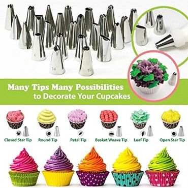 46 PCS Cake Decorating Tool with Cake Turntable 24 Style Piping Tips and 12 Bags Kits Supplies with Manual 2 Coupler 2 Icing Spatula and 3 Icing Smoother Fit Baking Beginner