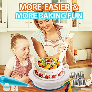 Cake Decorating Kit- 207 PCs Decorating Tools for Beginner with Cake Turntable Numbered Piping Tips Russian piping tips Cake Scrapers& Guide and Other Cake Decorating Supplies Kit for Beginner