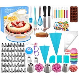 Cake Decorating Kits Supplies with Cake Turntable,Baking Supplies Set,Numbered Cake Tips,Muffin Cup Mold,Cupcake Decorating Kit,Piping Bags And Tips Baking Set,Frosting & Pastry Tools 290PCS