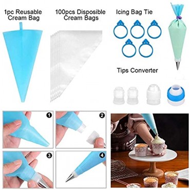 Cake Decorating Supplies Kit 268pcs Baking Supplies for Beginners,Cake Decorating Tools Set with Piping Bags and Tips Set,1 Cake Turntable Stand 48 Icing Tips 2 Spatulas 4 Russian Piping tips