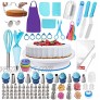 Cake Decorating Supplies Kit 268pcs Baking Supplies for Beginners,Cake Decorating Tools Set with Piping Bags and Tips Set,1 Cake Turntable Stand 48 Icing Tips 2 Spatulas 4 Russian Piping tips