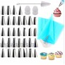 Cake Decorating Tools-38 Pcs Decorating Mouth Tool set with stainless steel cake icing pipes reusable silicone pipe bags cream decoration tools pipe mouth cleaning brushes and a storage box.