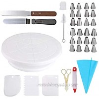 Cake Decorating Turntable,Cake Decorating Supplies With Decorating Comb Icing Smoother3pcs,2 Icing Spatula With Sided & Angled … 35pcs