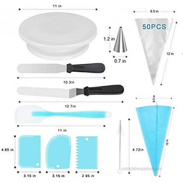 Kootek 103 Pcs Cake Decorating Tools Kit Baking Supplies Set with Revolving Cake Turntable Cake Leveler Cookie Cutter Piping Tips Frosting Pastry Bags Icing Spatula Smoother Cake Scrapers