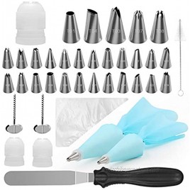Kootek 58 Pieces Cake Decorating Kits Supplies with 29 Numbered Icing Tips 22 Pastry Bags 1 Icing Spatula 3 Reusable Couplers 2 Flower Nails Frosting Kit Baking Tool DIY Cupcakes Cookies