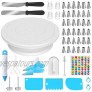 Ouddy 83 Pcs Cake Decorating Kit Supplies with Cake Turntable 36 Icing Tips 3 Icing Smoother 2 Icing Spatula 2 Silicone Bag 20 Disposable Pastry Bags Other Cake Decorating Tools for Beginner