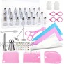 Piping Bags and Tips Set 26 Stainless Steel Numbered Pastry Tips Piping Nozzles Cake Decorating Kits with 2 Reusable Silicone Pastry Bags 3 Icing Smoother 2 Coupler for DIY Baking Tools 53 PCS