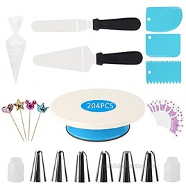 Ranchitel Cake Decorating Supplies 204 Pcs Cake Decorating Kit with Cake Turntable Piping Tips & Bags Cake Scraper & Spatula and Other Baking Supplies for Beginners & Cake Lovers