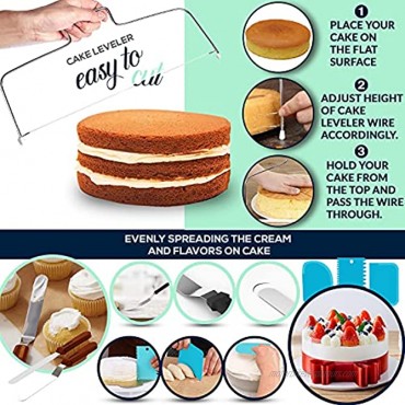 RFAQK 203 PCs Cake Decorating Supplies Kit for Beginners-1 Turntable stand- 48 Numbered Easy to use icing tips with pattern chart and E.Book-7 Russian Piping nozzles -2 Spatulas for Baking