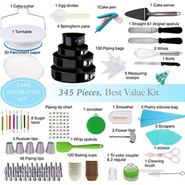 Shpebs 425 Piece Baking Set Cake Decorating Kit with Springform Cake Pans Set Cake Rotating Turntable Icing Tips & Icing Bags and Tools Cake Decorating Supplies