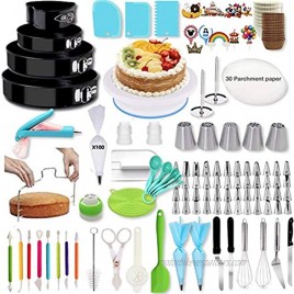 Shpebs 425 Piece Baking Set Cake Decorating Kit with Springform Cake Pans Set Cake Rotating Turntable Icing Tips & Icing Bags and Tools Cake Decorating Supplies