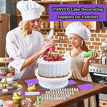 TONVVD Cake Decorating Supplies 492 Pcs Baking Supplies Cake Decorating Kit for Beginners 3 Baking Springform Cake Pans Set,54 Piping Icing Tips 7 Russian Nozzles Daking Pans,Cake Decorating Tools