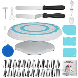 VORCAY 86PCS Cake Decorating Supplies Kit Tool Set with Update Cake Turntable （Blue）