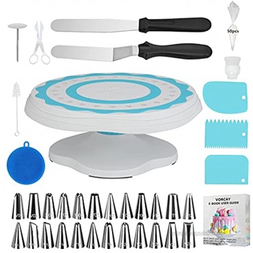 VORCAY 86PCS Cake Decorating Supplies Kit Tool Set with Update Cake Turntable （Blue）