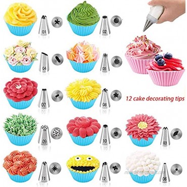 XAZIE Cake Decorating Kit 75Pcs Cake Decorating Supplies with Cake Turntable 12 Numbered Icing Tips 2 Icing Spatula 1 Icing Smoother 2 Silicone Piping Bag 50 Disposable Pastry Bags and 1 Coupler