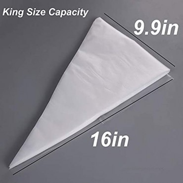 100 pcs 16-Inch（12-Inch 14-Inch） piping bags Pastry Bag- Extra Thick royal icing.Cake Decorating Kit Cake Decorating Supplies BONUS 2 Bag Ties & 2 coupler