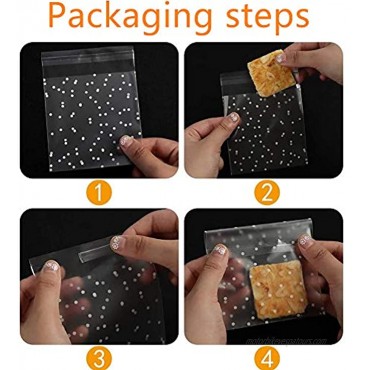200 Pcs Self Adhesive Candy Bag Clear Cookie Bags Party Favor Bag Self-adhesive Sealing Cellophane Cookie Bags White Polka Dot Clear Bags OPP Plastic Party Bag for Bakery Soap Cookie 3.2x4