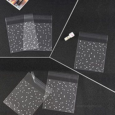 200pcs Self Adhesive Cookie Bags Cellophane Treat Bags White Polka Dot Cookie Candy Bags for Wedding Party Gift Giving with 200 Thank You Sticker 3.94 x 3.94 Inches White Polka Dot+Sticker
