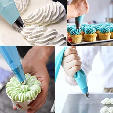 25 Pcs Piping Bag and Tips Set Cake Decorating Tools Kit for Baking 6 Reusable Pastry Bags In 3 Sizes12”+14”+16” 6 Different Piping Tips 6 Bags Couplers 6 Icing Bags Ties 1 Cleaning Brush