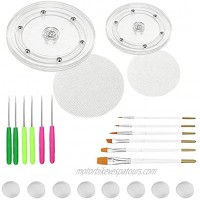 26 Pieces Cookie Decorating Kit Supplies Including 4Inches Acrylic Turntable 6Inches Acrylic Turntable 6 Cookie Needle 4 Silicone Mesh Mats 6 Cookie Decoration Brushes 8 Rubber Feet Bumpers